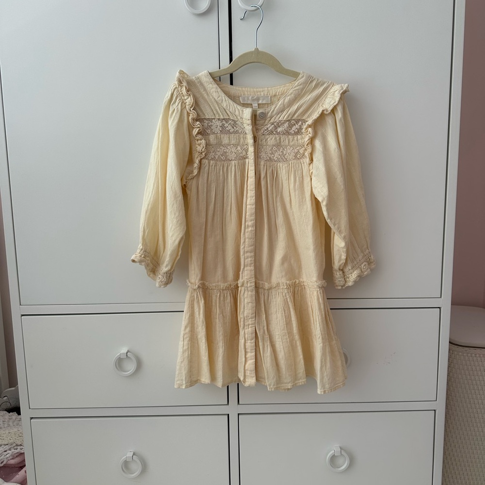 Loveshack Fancy Cream Lace Trim Dress